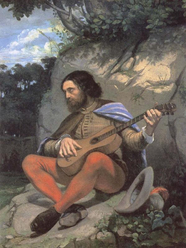 Gustave Courbet Young man in a Landscape or The Guitarreor China oil painting art